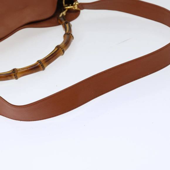 GUCCI Bamboo Shoulder Bag Leather 2way Brown Auth 70243 - Picture 8 of 16